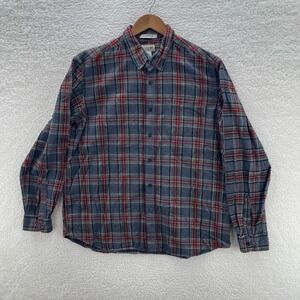 LL Bean Shirt Mens XL Gray Green Flannel Scotch Plaid Lumberjack Outdoor Preppy